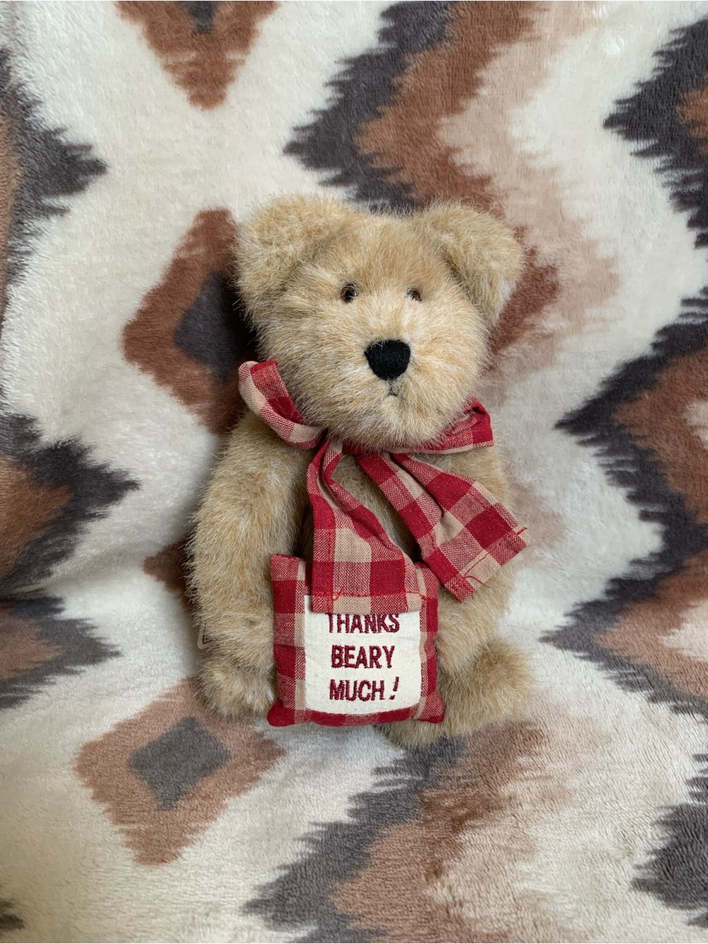 Boyds Bears MERCI BEARCOO Plush 8”THANKS BEARY MUCH! RD Plaid Bow